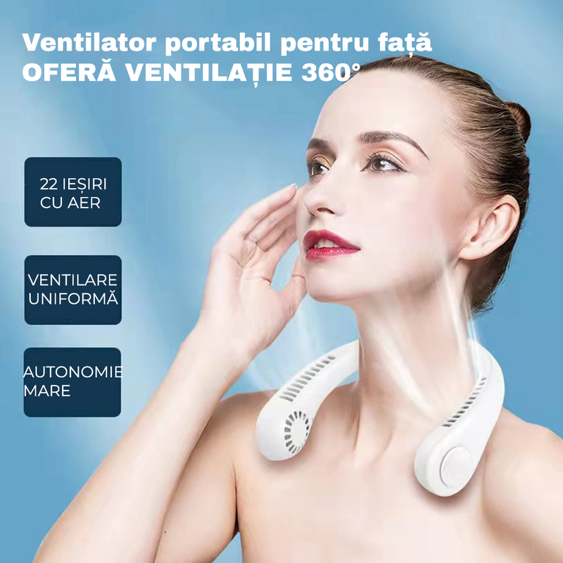 Ventilator portabil pentru fata, Racorire instanta, Ventilare uniforma, Marime universala, Unisex