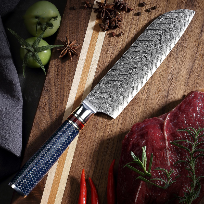 Cutit profesional santoku MADEL, otel de damasc, 18cm, M1