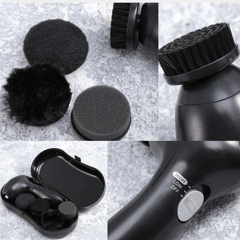Aparat Electric Curatare 4 in 1. Lustruieste/Curata Suprafete Din Piele Sau Piele Ecologica Cu Perii Rotative (Incaltaminte/Jachete/Tapiterii etc)