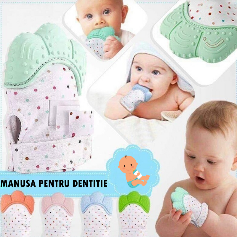 Manusa pentru DENTITIE cu capat de silicon, calmarea durerilor de gingie, dinti sanatosi, dezvoltare armonioasa