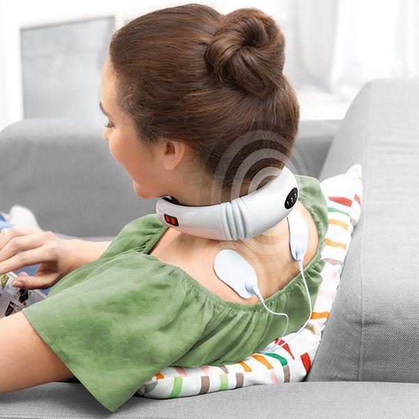 Aparat pentru masaj cervical pentru dureri de gat, cap, umeri și coloana cu impulsuri electromagnetice